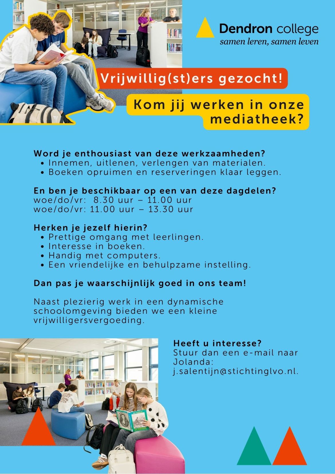Vacature Vrijwilliger Mediatheek Dendron