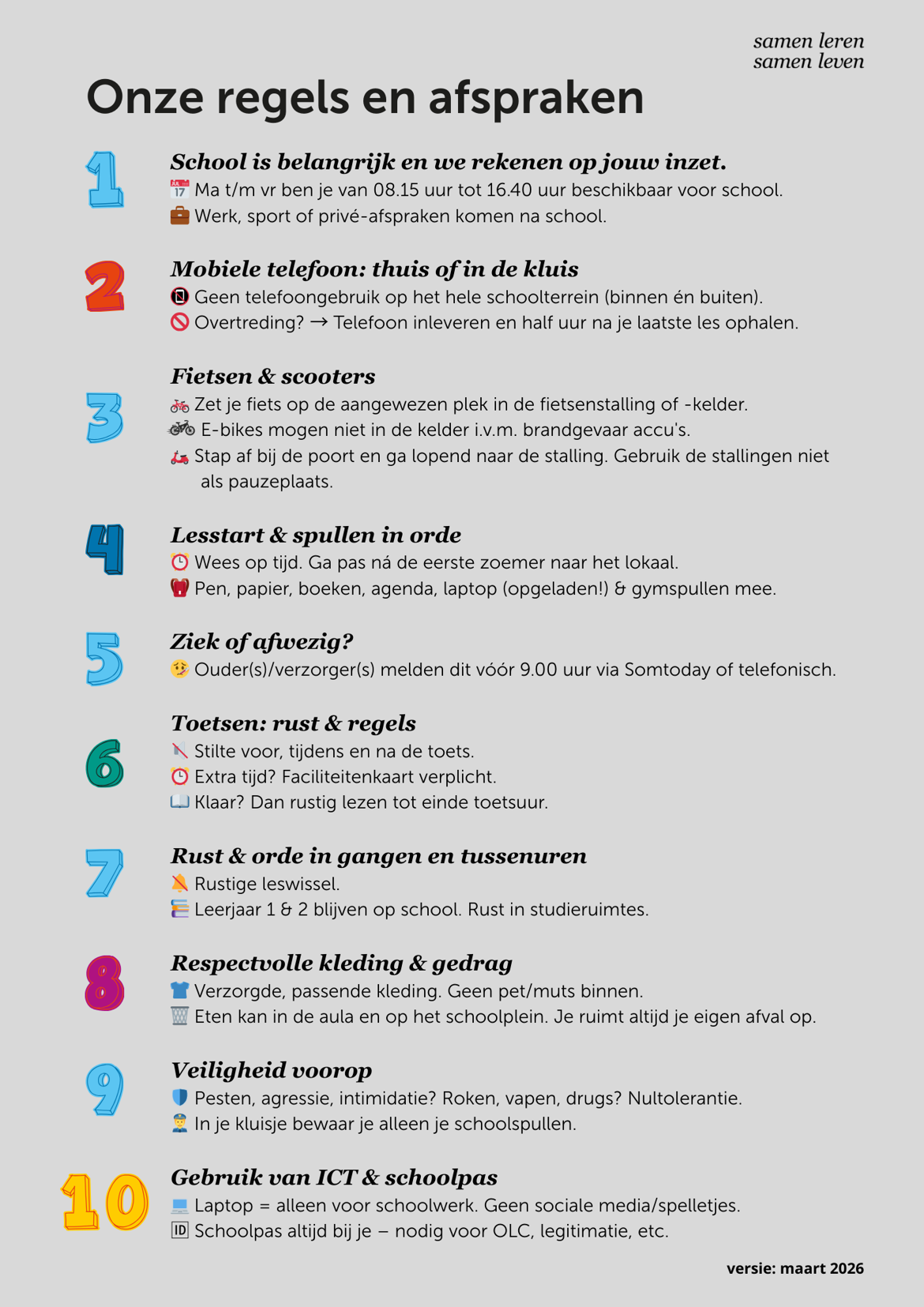 Schoolregels Dendron College